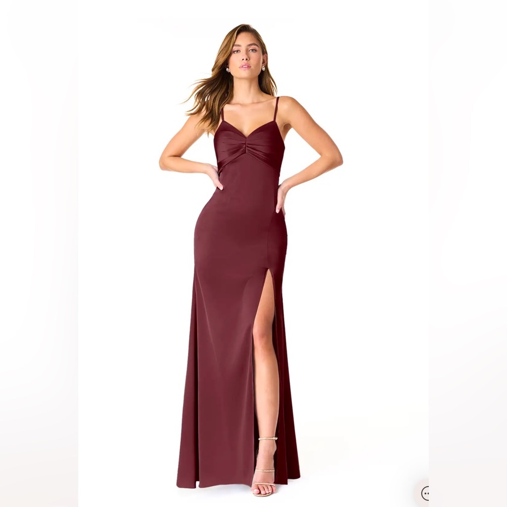 AZAZIE LINIA Stretch Mermaid Pleated Stretch Satin Dress, Size 10